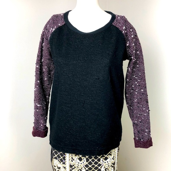 ONLY Black/Maroon Textured Raglan Sweatshirt Size M - Picture 1 of 13